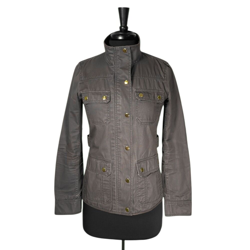 J.Crew Women’s Utility Jacket XS Dark Olive Green Twill Boyfriend Field Coat